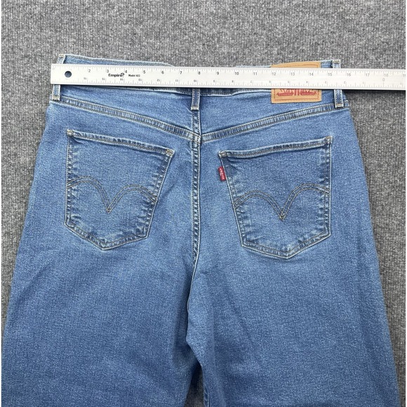 Levi's High Rise Wide Leg Jeans Women's 31  Blue Denim Stretch Baggy - Picture 5 of 10